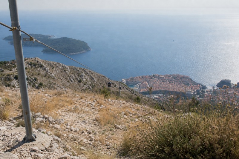 On Mount Srđ's bald rocky ridge above Dubrovnik, a zipline cable runs out over the hillside toward the glittering Adriatic