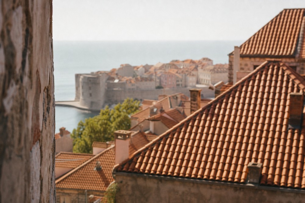 Autumn sunlight on the terracotta rooftops of Dubrovnik Old Town