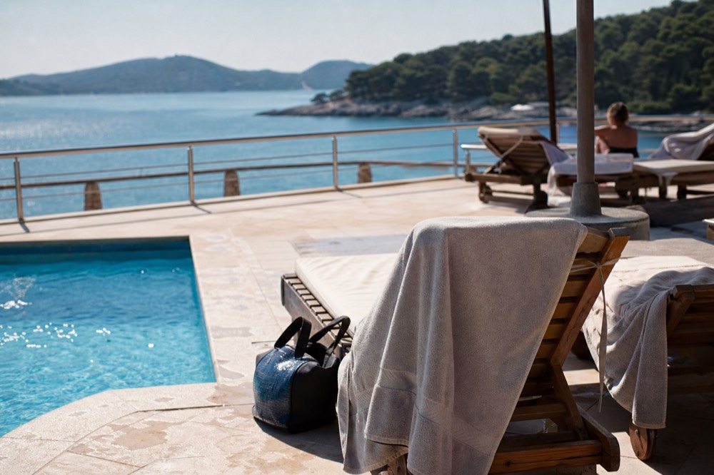 Hotel pool terrace overlooking the sea on the Lapad peninsula