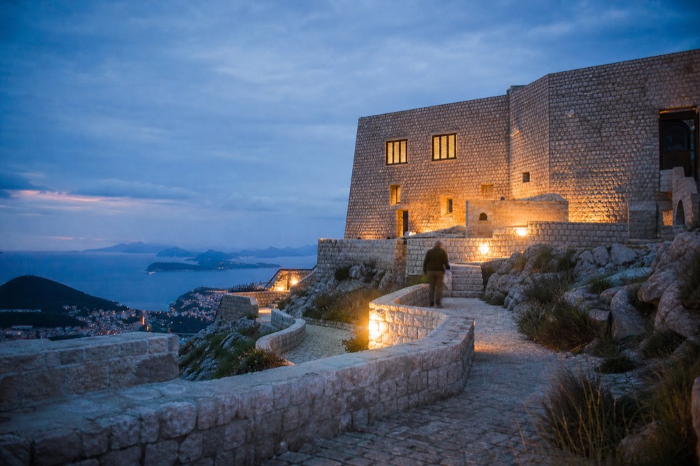 Stone fortress walls on the summit of Mount Srd above Dubrovnik