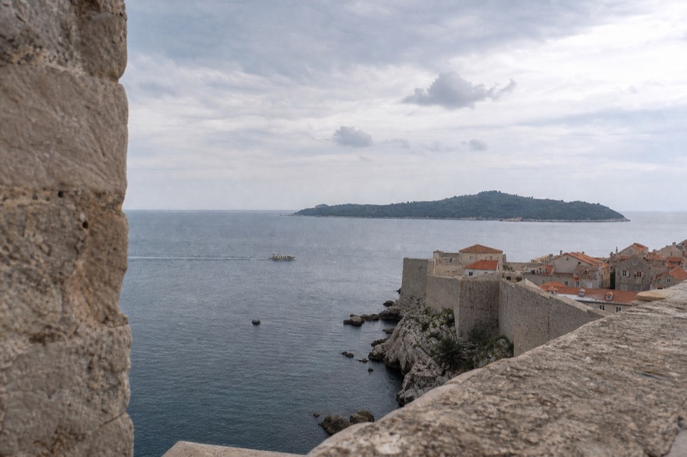 A view from the city walls looking toward Lokrum Island, the setting of Qarth