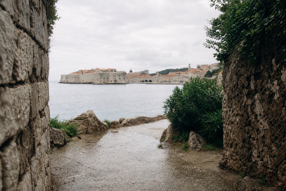 View from Lokrum island across the channel toward Dubrovnik old town
