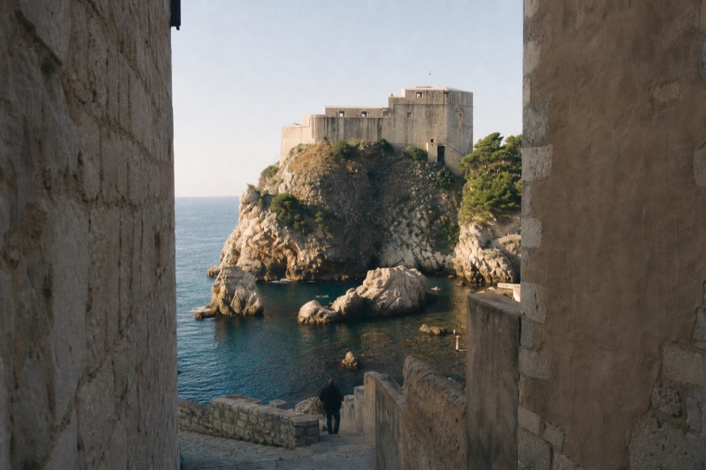 Fort Lovrijenac standing on its sea rock above the Adriatic near Dubrovnik Old Town