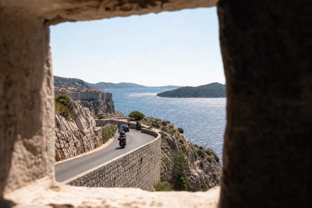 Coastal road winding along the cliffs south of Dubrovnik